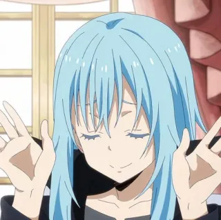 💙 a2058ec4 Rimuru Tempest That Time I Got Reincarnated as a Slime Anime, Isekai, Slime, Tóc xanh, Mắt nhắm telegram sticker