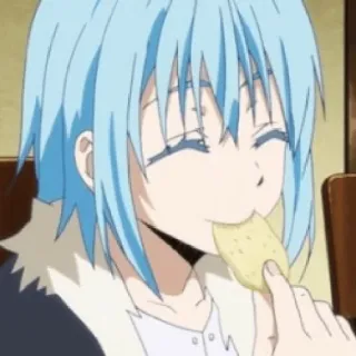 ☺️ 09f4e47f Rimuru Tempest That Time I Got Reincarnated as a Slime 애니메이션, 리무루 템페스트, 전생했더니 슬라임이었던 건에 대하여, 먹는, 귀여운 telegram sticker