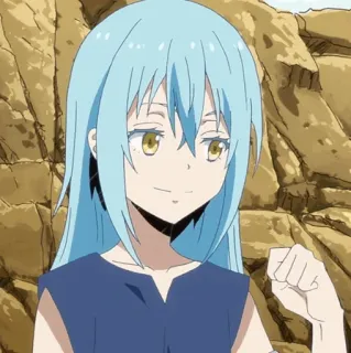 💎 cfd08673 Rimuru Tempest That Time I Got Reincarnated as a Slime Anime, Karakter, Rimuru, Tempest, That Time I Got Reincarnated as a Slime, Rambut biru muda, Gadis anime telegram sticker