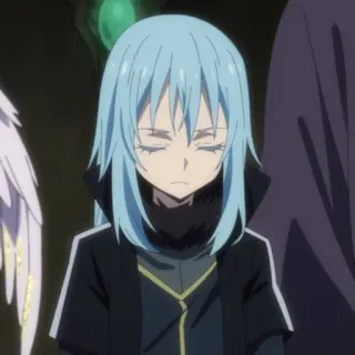 😔 0c75d948 Rimuru Tempest That Time I Got Reincarnated as a Slime Anime, Isekai, Rambut biru, Slime, Fantasi telegram sticker