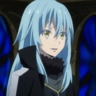 😄 338ce305 Rimuru Tempest That Time I Got Reincarnated as a Slime Anime, Slime, Reinkarnasi, Isekai, rambut biru telegram sticker