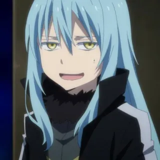 😓 3765399e Rimuru Tempest That Time I Got Reincarnated as a Slime Anime, Isekai, Slime, Rambut biru telegram sticker