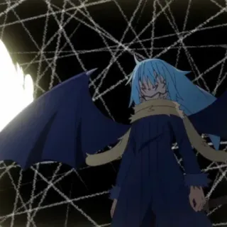 😡 70effd29 Rimuru Tempest That Time I Got Reincarnated as a Slime Anime, Iblis, Sayap, rambut biru, Isekai telegram sticker
