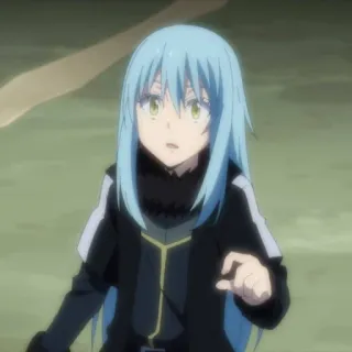 😧 741c4710 Rimuru Tempest That Time I Got Reincarnated as a Slime Anime, Isekai, Slime, Rambut biru, Imut telegram sticker
