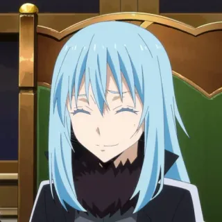 😅 78359670 Rimuru Tempest That Time I Got Reincarnated as a Slime Anime, Isekai, Senyum, Imut, Rambut biru telegram sticker