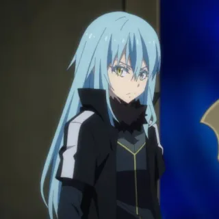 😠 f2caf0c9 Rimuru Tempest That Time I Got Reincarnated as a Slime Anime, Slime, Isekai, Fantasi, rambut biru telegram sticker