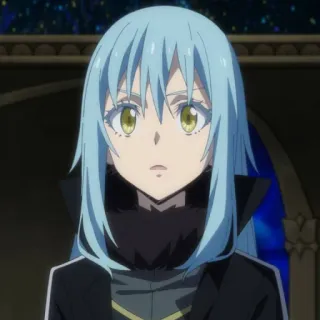 😧 f45778c1 Rimuru Tempest That Time I Got Reincarnated as a Slime Anime, Isekai, Slime, Rambut biru, Sihir telegram sticker