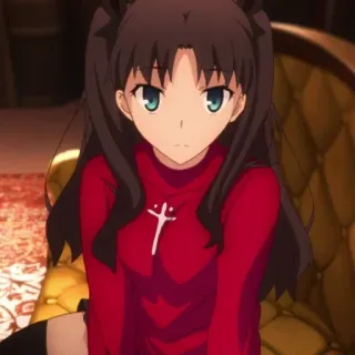 😕 0a05ff1c Rin Tohsaka Fate/stay night Anime, Personagem, Feminino, Magia, Fantasia, Vermelho telegram sticker