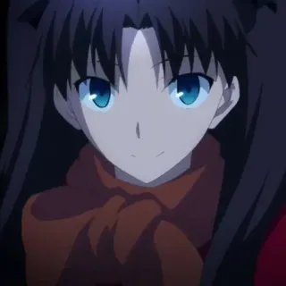 🙂 356cf35b Rin Tohsaka Fate/stay night Anime, Desenho animado, Feminino, Sorrindo, Retrato telegram sticker