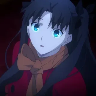 😧 7dc506b9 Rin Tohsaka Fate/stay night Anime, Personagem, Feminino, Cachecol, Bonito telegram sticker