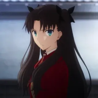 😠 80f9792c Rin Tohsaka Fate/stay night Anime, Desenho animado, Personagem, Feminino, Cabelo escuro telegram sticker