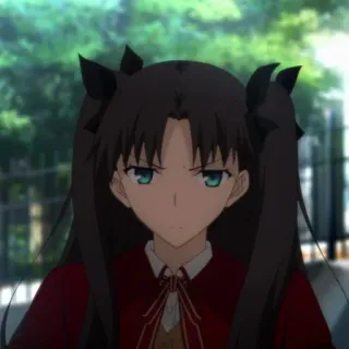 😠 823a55d6 Rin Tohsaka Fate/stay night Anime, Personagem, Feminino, Cabelo preto, Tsundere telegram sticker