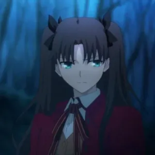😕 a051ff39 Rin Tohsaka Fate/stay night Anime, Desenho animado, Garota, Adolescente, Rin Tohsaka, Fate/stay night, Personagem, Feminino telegram sticker