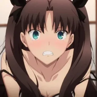 😳 ab378369 Rin Tohsaka Fate/stay night anime, personagem, menina, fofa, expressão telegram sticker