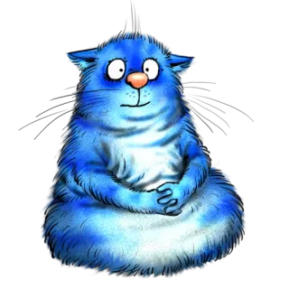 😑 13992db1 猫, 蓝色, 卡通, 动物 telegram sticker