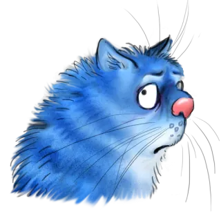 😞 89e41777 猫, 蓝色, 难过, 动物, 卡通 telegram sticker