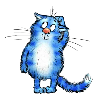 🙄 b4b67b1e 猫, 蓝色, 卡通, 动物, 插图 telegram sticker