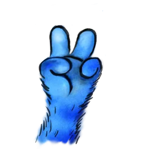 ✌️ e4788838 手, 和平, 蓝色, 手势, 毛茸茸 telegram sticker