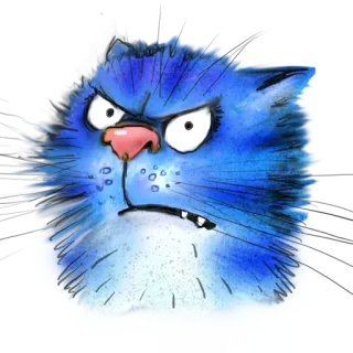 👹 f95d57cc 猫, 生气, 蓝色, 卡通, 动物 telegram sticker