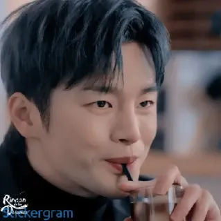 🧃 3e32044b Ringan Stickergram pria, potret, minum, korea, wajah, stickergram telegram sticker