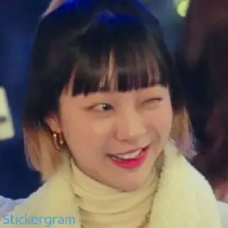 😉 f85c02e7 Stickergram wanita, orang, wajah, kedip, potret, tersenyum telegram sticker