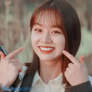 😁 f928a92e Stickergram orang, wanita, senyum, bahagia, jari, korea telegram sticker