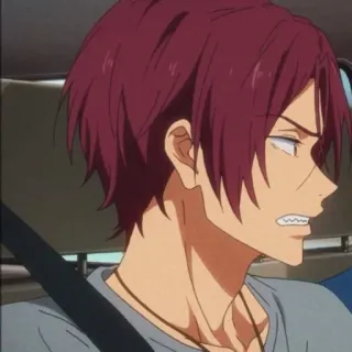 🌊 5262fb16 Rin Matsuoka Free! Anime, Rin Matsuoka, Free!, Postać anime, Czerwone włosy telegram sticker