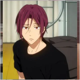 🌊 754eb85a Rin Matsuoka Free! Anime, Mężczyzna, Postać, Poważny, Manga, Japoński, Kasztanowe włosy telegram sticker
