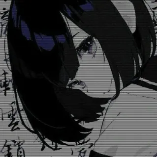 💦 6459b44f Anime, Chica, Negro, Blanco, Arte telegram sticker