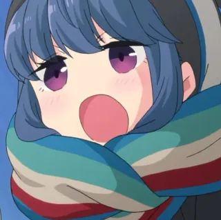 🛵 309e55fd Rin Shima Laid-Back Camp Animé, Dessin animé, Camping, Personnage, Écharpe telegram sticker