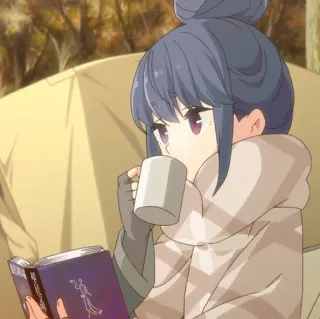 🛵 48567dca Anime, Fille, Camping, Lecture, Mignon, Écharpe, Détente telegram sticker