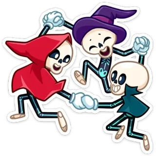 🕺 f5dc847a 骸骨, ハロウィン, 漫画, パーティー, お祝い, 祭 telegram sticker