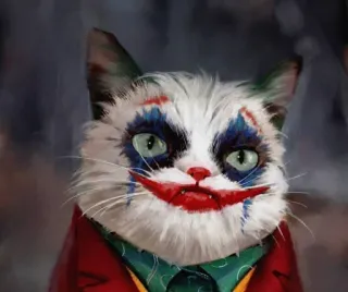 🤡 e2cb31a0 Joker cat, joker, clown, dc comics, villain, cartoon telegram sticker