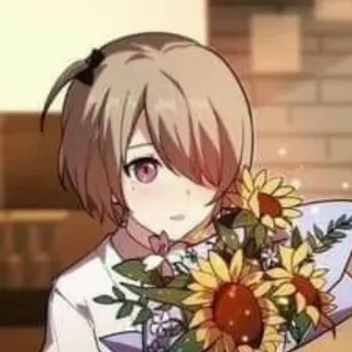 🤍 8033c93d Anime, Cô gái, Hoa, Chân dung, Nhân vật, Minh họa telegram sticker