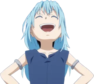 😂 873305af Rimuru Tempest That Time I Got Reincarnated as a Slime Anime, Lächeln, blaue Haare, fröhlich, Chibi whatsapp sticker