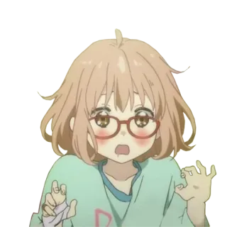 ✨ a73730f0 Mirai Kuriyama Beyond the Boundary Anime, Ragazza, Kawaii, Carina, Scioccata, Reazione telegram sticker