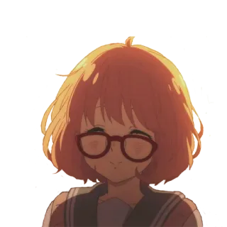 ☺️ bc6c9468 Mirai Kuriyama Beyond the Boundary anime, personaggio, kawaii, ragazza, occhiali, Mirai Kuriyama, carina telegram sticker