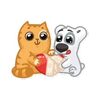 💝 b50f6a76 chat, chien, cœur, lettre, amitié, mignon, dessin animé telegram sticker