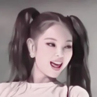 🧄 5830bba0 女人, 女孩, 肖像, 插图, 双马尾, 快乐的 telegram sticker