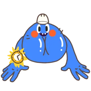 ☺️ 76845705 Мультфильм, Персонаж, Синий, Часы, Наручные часы, Время, Существо telegram sticker