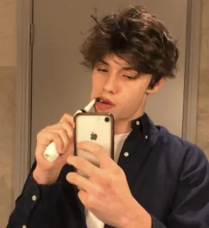 🚬 67dce5e5 teen, toothbrush, selfie, mirror, male, young, brunette, bathroom whatsapp sticker