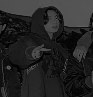 🥂 73101781 person, hoodie, peace sign, grayscale whatsapp sticker