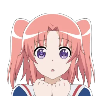 😕 076676d5 аниме, девушка, розовые волосы, хвостики, милый whatsapp sticker