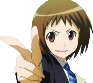 👌 21926362 Аниме, Девушка, Школьная форма, Указывает, Веселый whatsapp sticker