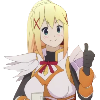 👍 65c986ff Darkness Konosuba Аниме, Персонаж, Блондинка, Палец вверх, Darkness, Konosuba whatsapp sticker