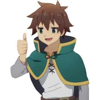 👍 6cbff77e Kazuma Konosuba аниме, мультфильм, Казума, Konosuba, персонаж, большой палец вверх whatsapp sticker