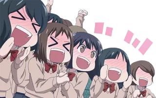 ❤ 82337f2f Аниме, Школьницы, Мультфильм, Толпа, Восторженный, Японская анимация whatsapp sticker