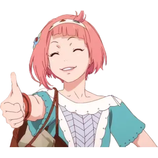 👍 865897e6 Аниме, Девушка, Розовые волосы, Счастливая, Большой палец вверх, Милая, Мультфильм, Анимация whatsapp sticker