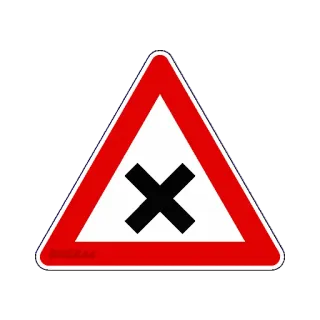 ❌ 6f1b80ba intersection, panneau de signalisation, route, avertissement telegram sticker