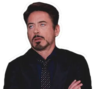 😒 d4b87b86 Tony Stark โรเบิร์ต ดาวนีย์ จูเนียร์, ไอรอนแมน, มาร์เวล, ประชดประชัน, ยิ้มเยาะ telegram sticker